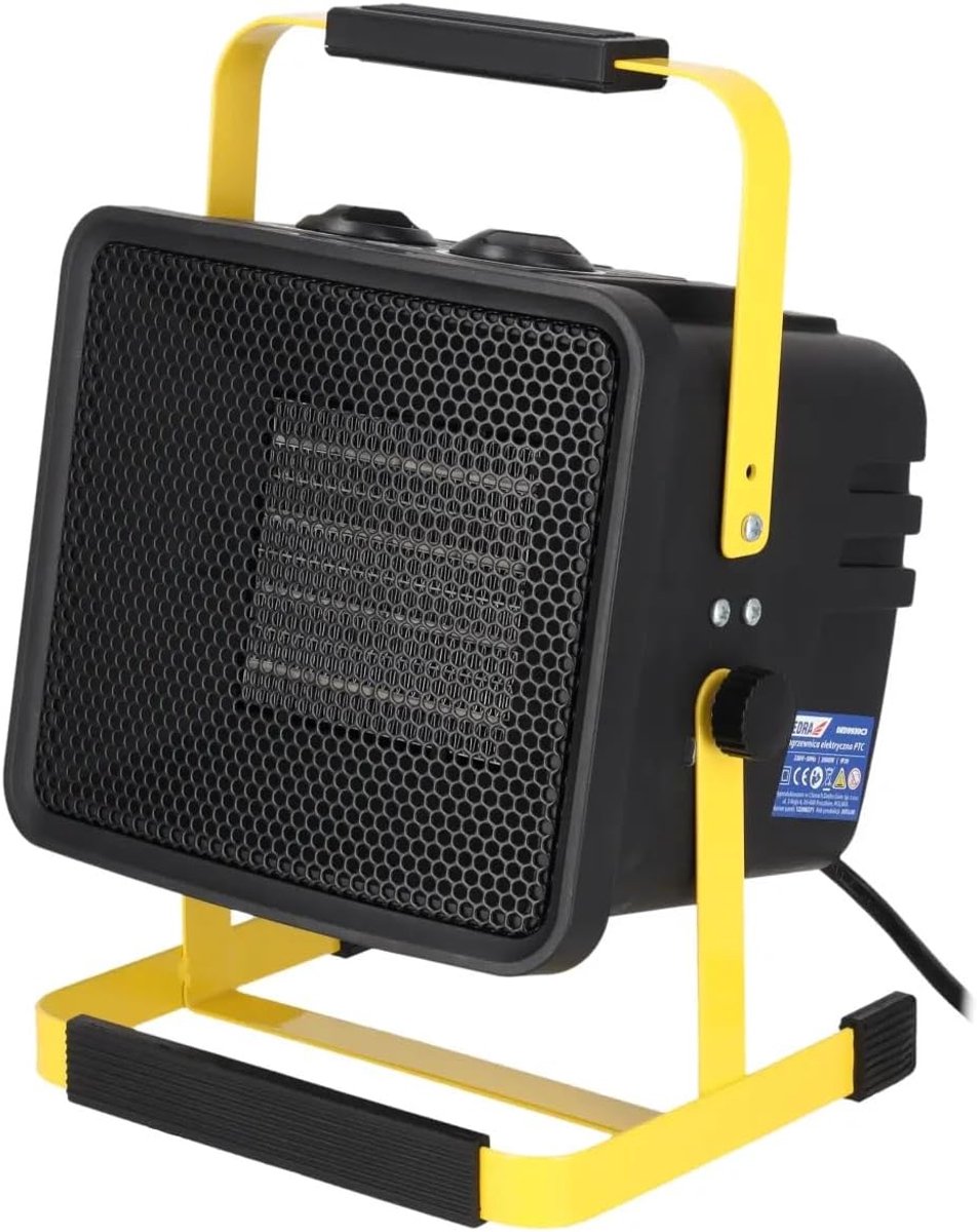 Elektrische Verwarming - Compacte Kachel - Snel Ruimtes Verwarmen - Keramisch Verwarmings Element - 20 m² Oppervlak - Geel Zwart