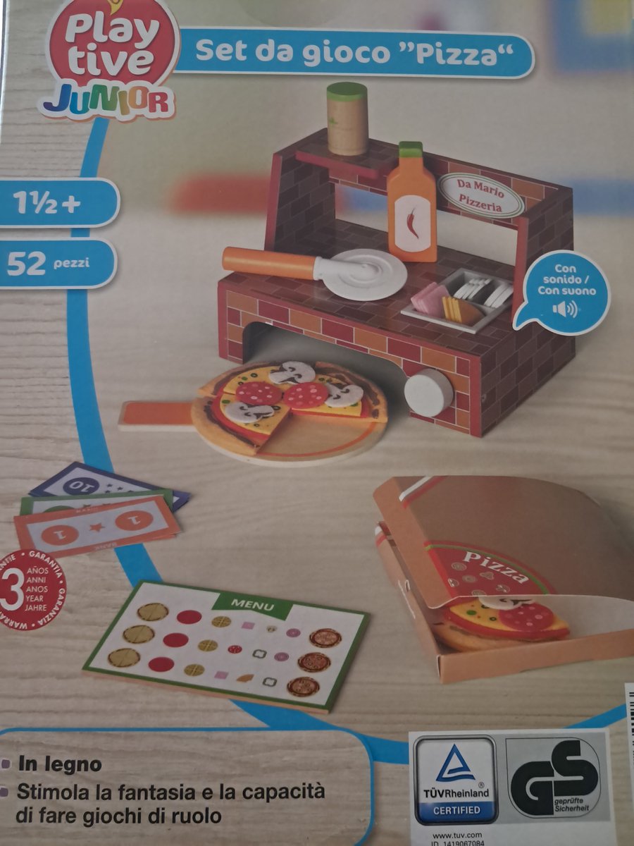 Playtive Pizza speelset - Gemaakt van hout - 52-delig - incl veel accessoires