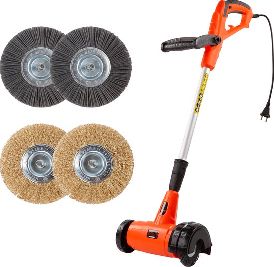 Elektrische onkruidborstel 400W - Inclusief 4 borstels - 11cm diameter - Voegenreiniger - Stalen en Nylon borstel - Voegenborstel - Onkruidverwijderaar - Set van 4 borstels - Onkruidverdelger - Voegborstel