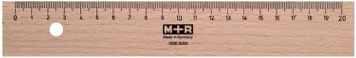 Houten Liniaal - Meetlat Precisie - Tekenen Tekenen - Metalen Inleg - 20 cm - Bruin