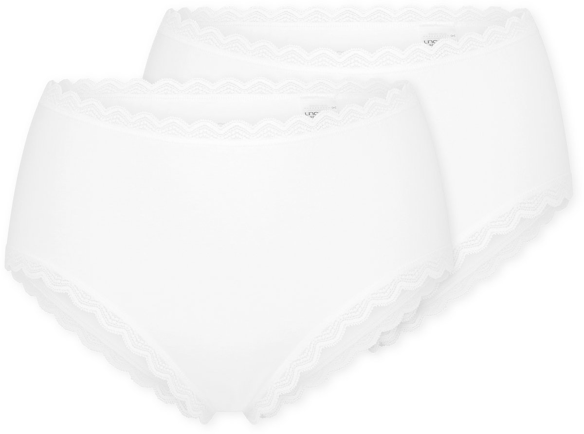 Uncover by Schiesser - 2PACK Midi Slips Cotton Lace - Onderbroek Dames - wit