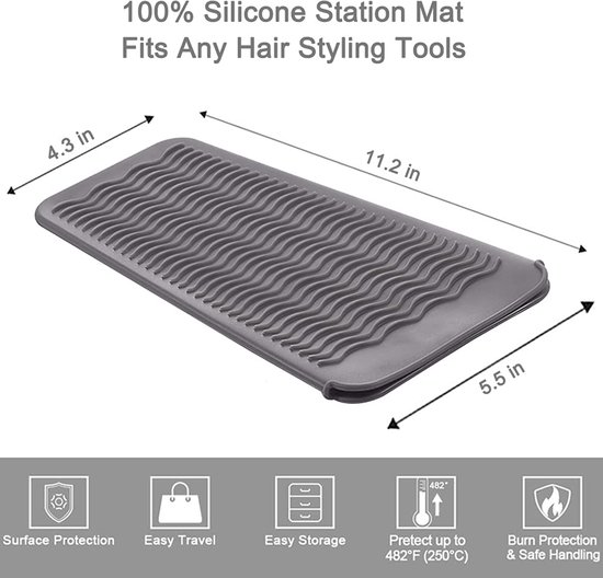 2 stuks - Warmte-isolerende pads voor stijltangen - Draagbare make-up pads - Siliconen warmte-isolerende pads voor stijltangen - Opbergtas om verbranding door krultangen te voorkomen - Geschikt voor krultangen, stijltangen en stijltangen (grijs) van Merkloos — afbeelding 2