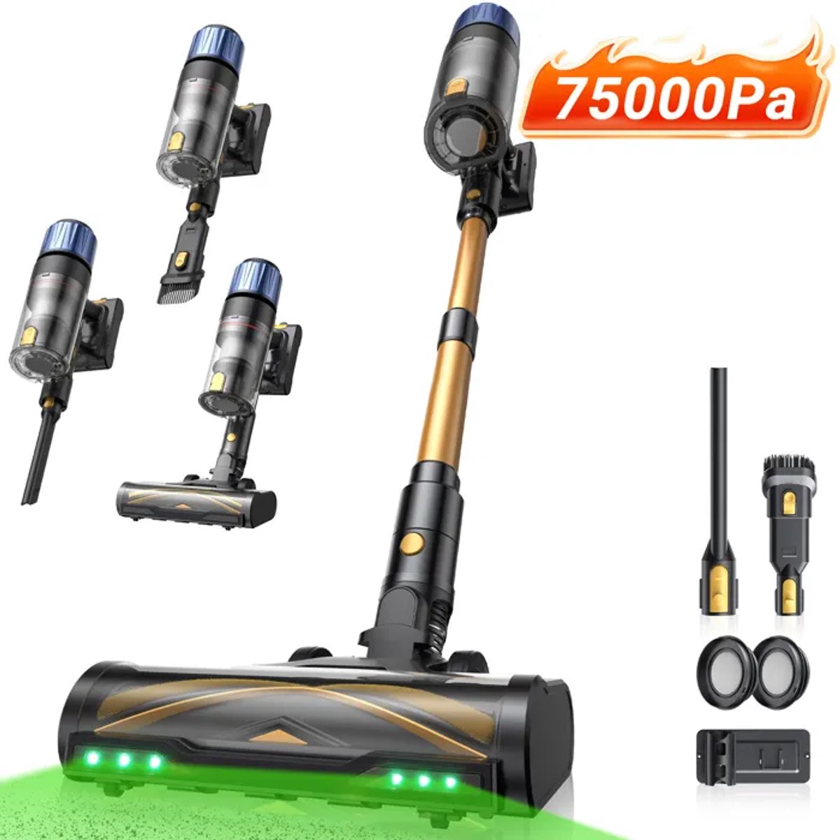 Proscenic P15 draadloze steelstofzuiger - 70 min gebruiksduur - 75 kPa zuigkracht - 650 W - Kan rechtop staan ​​- Lichtgewicht - Greeneye™-technologie