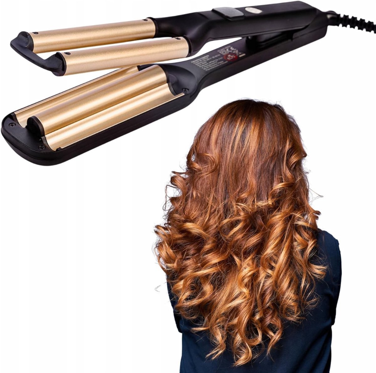 REN® Wafeltang - Wafeltang Haar - Wafeltang Babyliss - 160 ° C-220 °C - anti-brandwonden ontwerp - Goud- 30cm x 7cm x 7cm