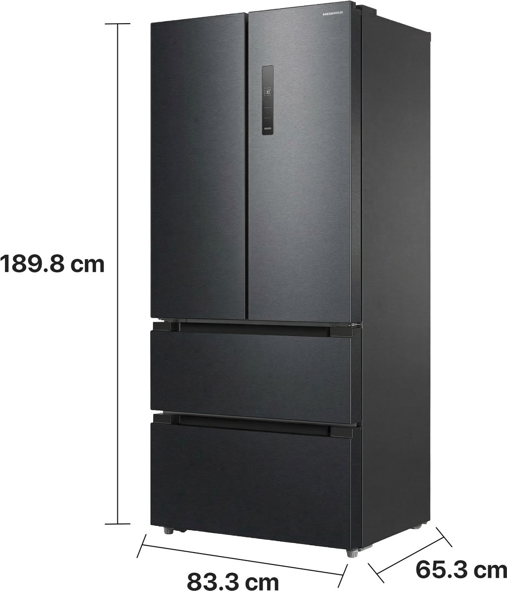 Heinner HCFD-M516INVHDXE++ French Door Amerikaanse Koelkast – 516 L – No Frost – LED Touch Display – InoxCool & ADT Fresh System – Donker RVS – 5 Jaar Garantie — afbeelding 4