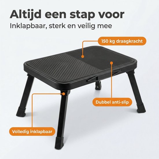 Cheqo® Opstapkruk Inklapbaar - Opstapje Anti-Slip - Vouwkruk voor Caravan en Camper - Opvouwbaar Trapje - Klapkruk - Instaptrede Camping - Keukentrapje - Caravanopstap - Stalen Krukje voor Keuken en Garage - Draagbaar Opstapje van Merkloos — afbeelding 2