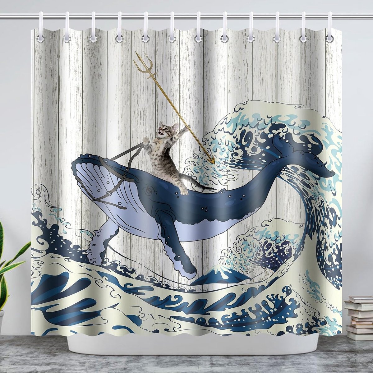 Douchegordijn - 180x200 cm, polyester, schimmelwerend, wasbaar, waterdicht, met C-haken, v