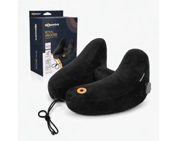Slowwave Royal Snooze Travel Pillow - Midnight Black Limited Edition - Nekkussen met 4 fijne relaxposities - Optimale ondersteuning hoofd en nek - Opblaasbaar vliegtuigkussen - Fluweelzacht