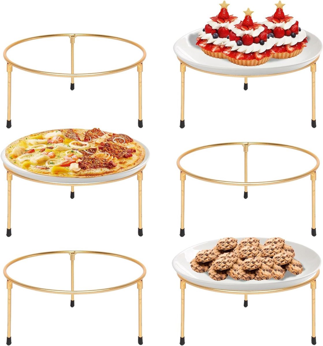 Pizzarek Set - Pizzastandaard - Buffet Display - Stapelbaar Ontwerp - 20x20x10 cm - Goud