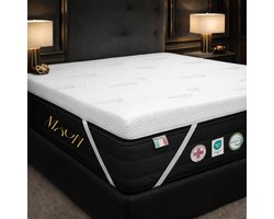 Matras Topper - Bed Oplegger - Verbeter Slaapcomfort - Traagschuim 9 Zones - 180x200 cm - Wit