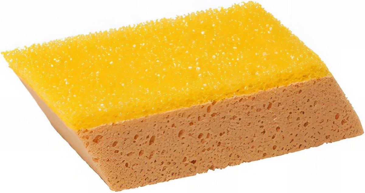 Tegelspons - Voegspons - Tegels Reinigen - Afgeschuinde Kant - 190 x 100 mm - Geel
