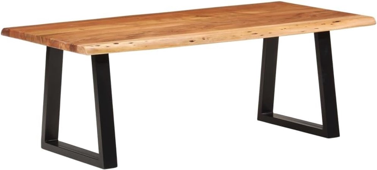 Salontafel Massief Hout - Eindtafel Modern - Woonkamer Inrichten - Natuurlijke Actieve Rand - 110x55x40 cm - Houtkleur