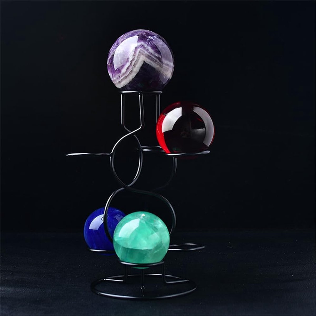 Metalen Bol Standaard - Display Houder - Decoratie Plaatsen - Stevig Ontwerp - 21x11.4cm - Zwart