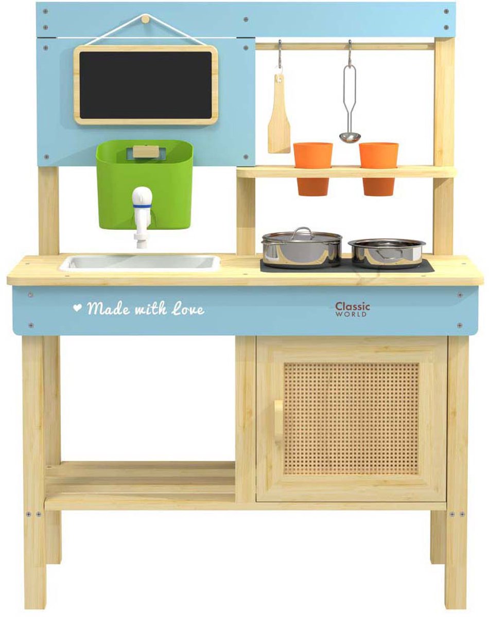 Classic World houten buitenkeuken speelkeuken met accessoires 7-delig. — afbeelding 6