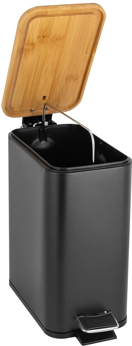 Vuilnisemmer met deksel - Pedaalemmer afvalbak - Hygiënisch afval scheiden - Stil en geurdicht - 5 Liter capaciteit - Zwart