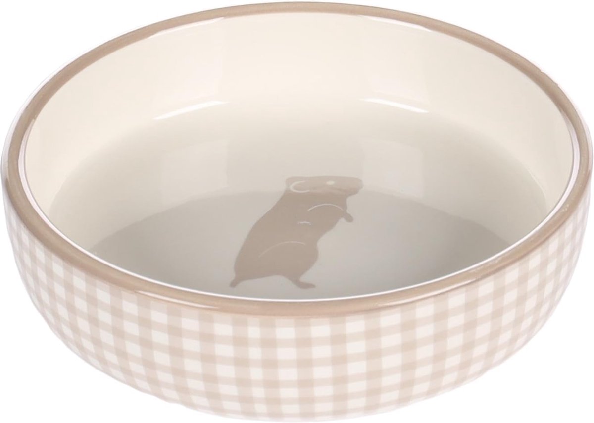 Voerbak Cavia - Eetbak Dier - Voeding Verstrekken - Keramisch Materiaal - 12x3.5cm - Beige Wit