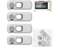 4 stuks - kindveilige koelkastsloten - Kinderslot kastjes - Lade Slot - Kinder Beveiliging - Koelkast Slot - Kinderslot - Zonder boren - Veiligheidsslot - Baby Slot - Zelfklevend - Grijs - 10×4 cm - Geschikt voor koelkasten en keukenkasten