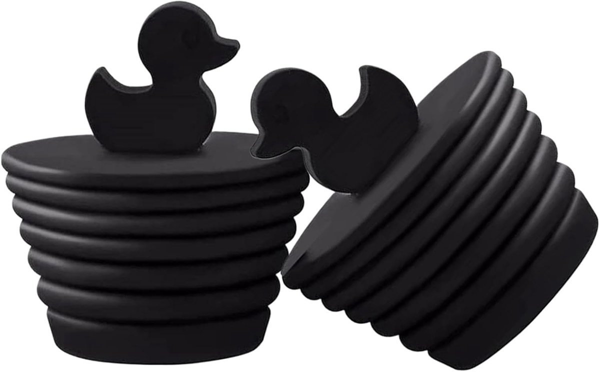 Badstop Eendvormig - Afvoer Plug - Water Dicht Houden - Uniek Eenden Design - 47x47 Millimeter - Zwart