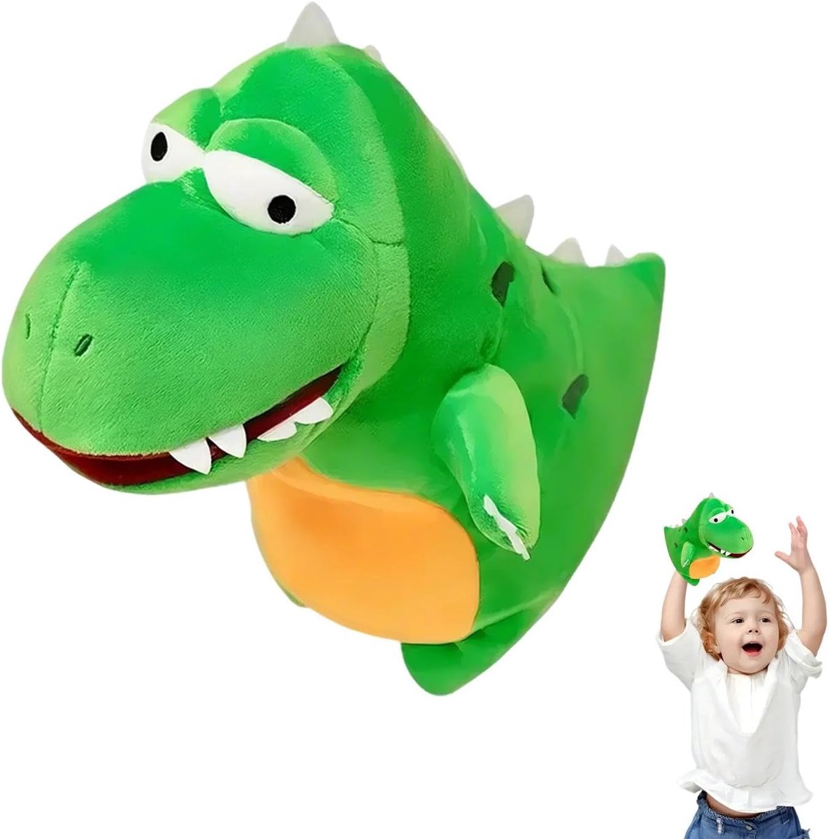 Pluche Handpop - Dinosaurus Speelgoed - Verhalen Vertellen - Zacht Materiaal - 25 cm Lengte