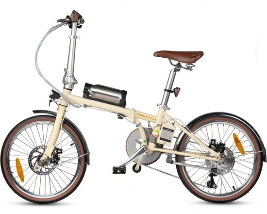 Maxtron Smart20 Elektrische Fiets - 20 Inch Opvouwbare E-bike - 36V 5.2Ah Accu - Actieradius tot 40 km - Shimano 7 Versnellingen - Schijfremmen - Stadsfiets - Beige van Maxtron — afbeelding 2