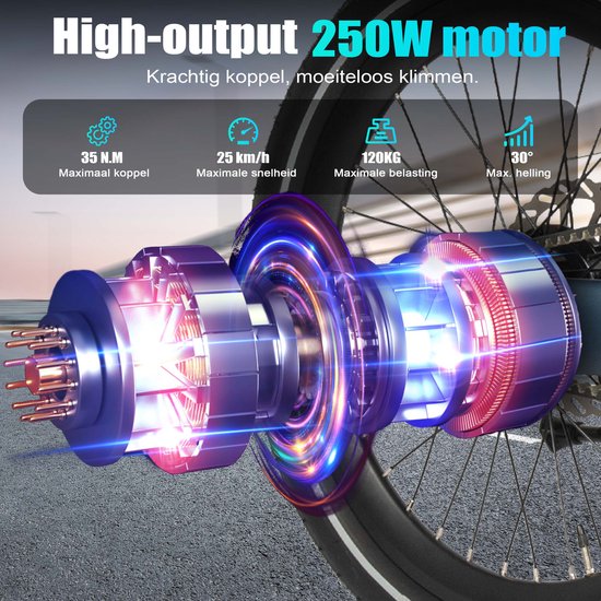 vankel Smart30 Elektrische Fiets - 20 Inch Opvouwbare E-bike - 36V 9.6Ah Accu - Actieradius tot 60 km - Schijfremmen - Stadsfiets –Inclusief gratis cijferslot –Blauw van VANKEL — afbeelding 4