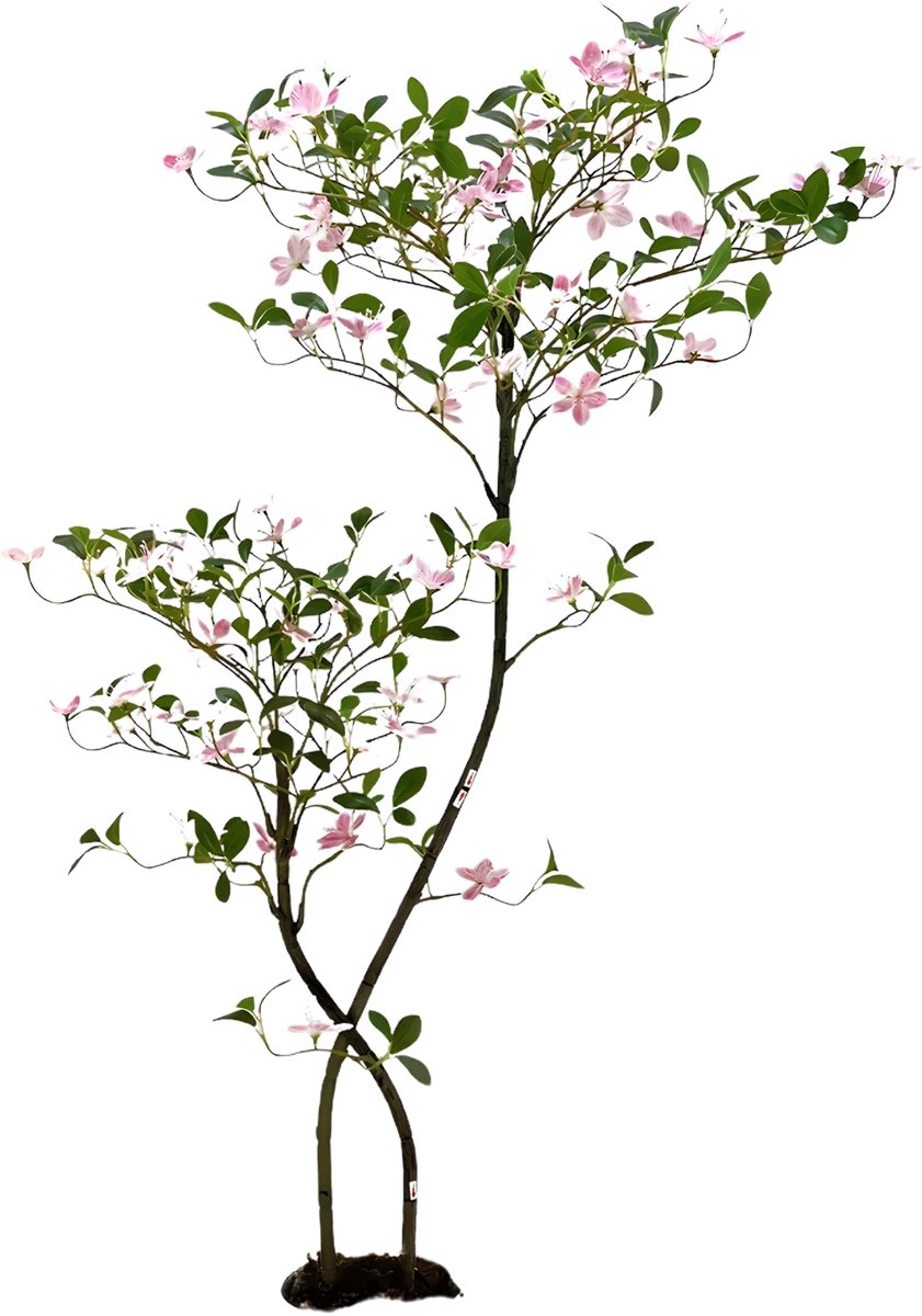 Happiq Kunstmatige jasmijnplant - Voor huis en kantoor - Kunstbloemboom, decoratief, geschikt als cadeau - Witte bloempot - Roze-150cm Pink