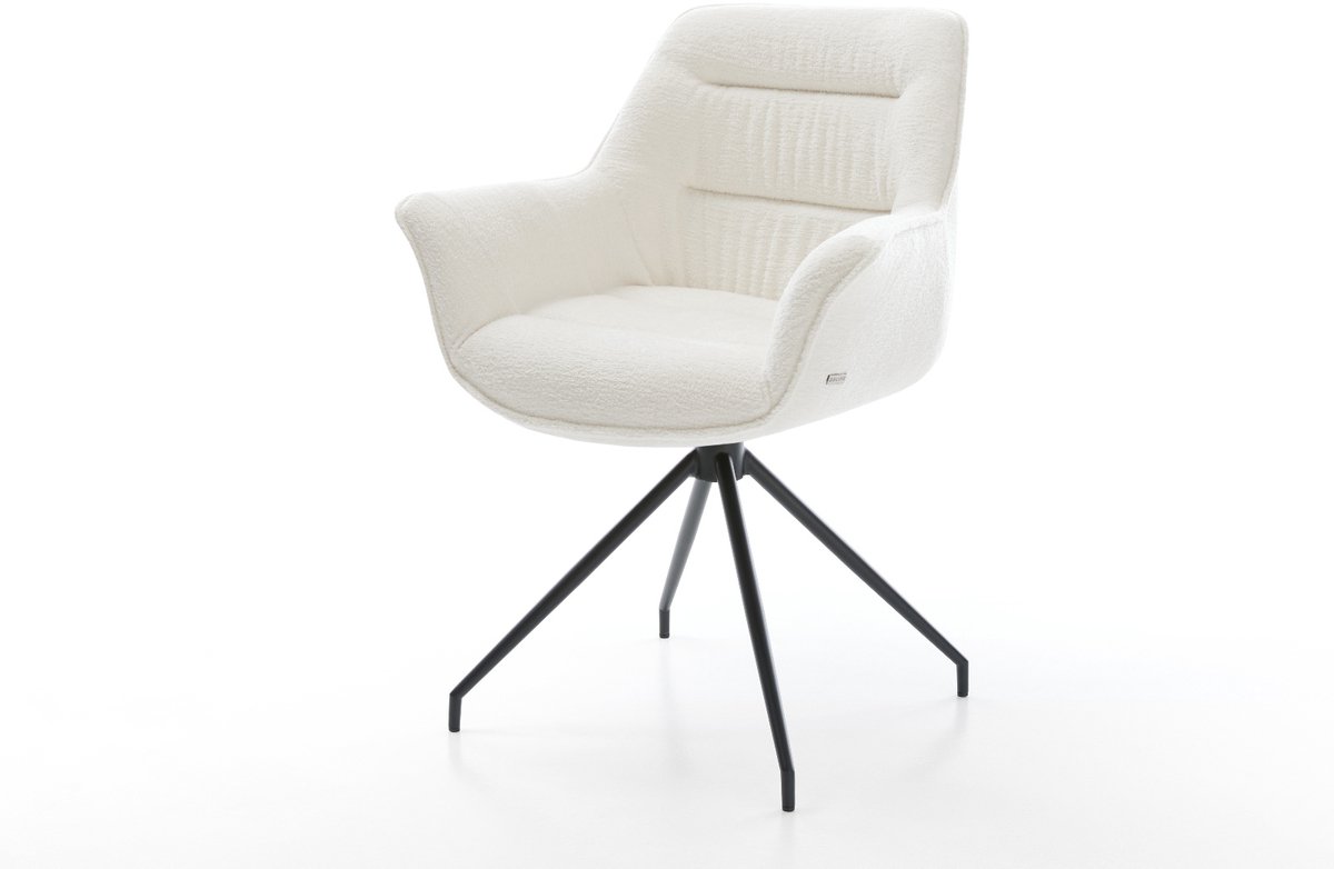 Gestoffeerde-stoel Kaira-Flex kruisframe conisch zwart bouclé zacht beige