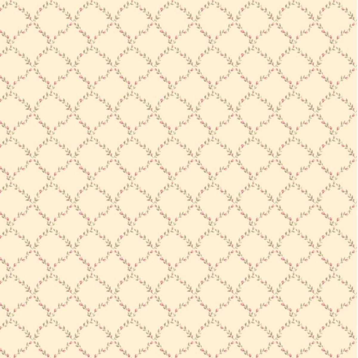 Ruitjes Behang – Bloemenpatroon – Cottagecore Behang – Romantisch Landelijk – Zandkleur – Slaapkamer – Woonkamer – 0,53 x 10,05 M – Miniatures 2