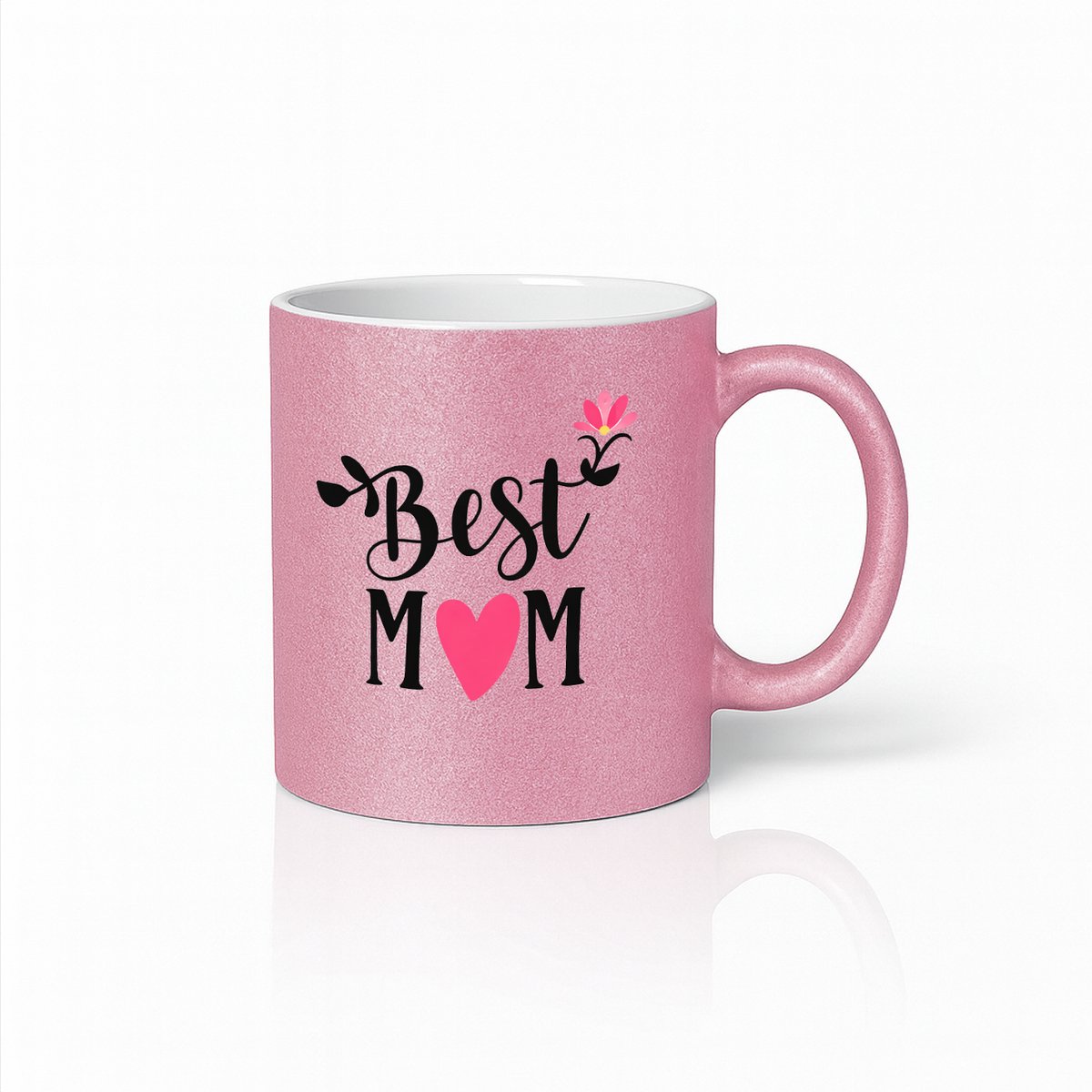 Best Mom Ever Mok - Volledig Roze Keramiek - Romantisch Moederdag Cadeau - Stijlvolle Beker