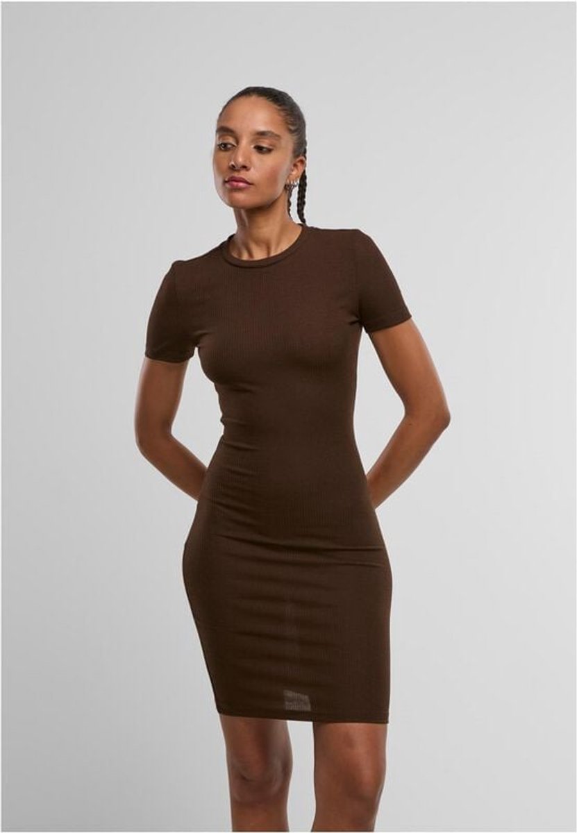 Urban Classics Ladies Basic Slim Fit T-Shirt Dress Dames Mini-jurk – XS Bruin