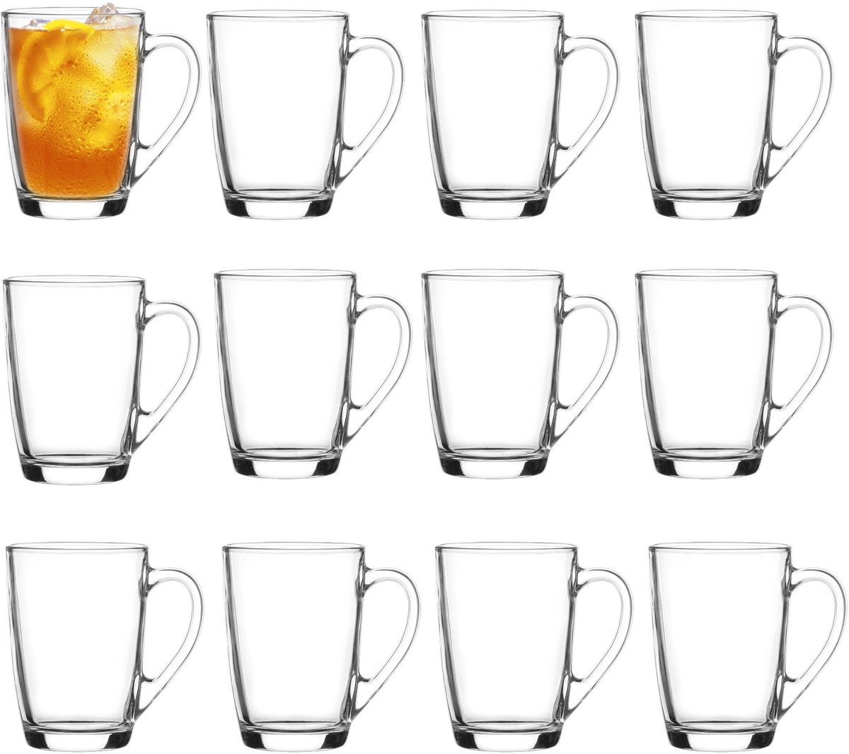 Excellent Houseware Theeglazen - koffie glazen - model Lakehouse - transparant hard glas - 12x stuks - 310 ml
