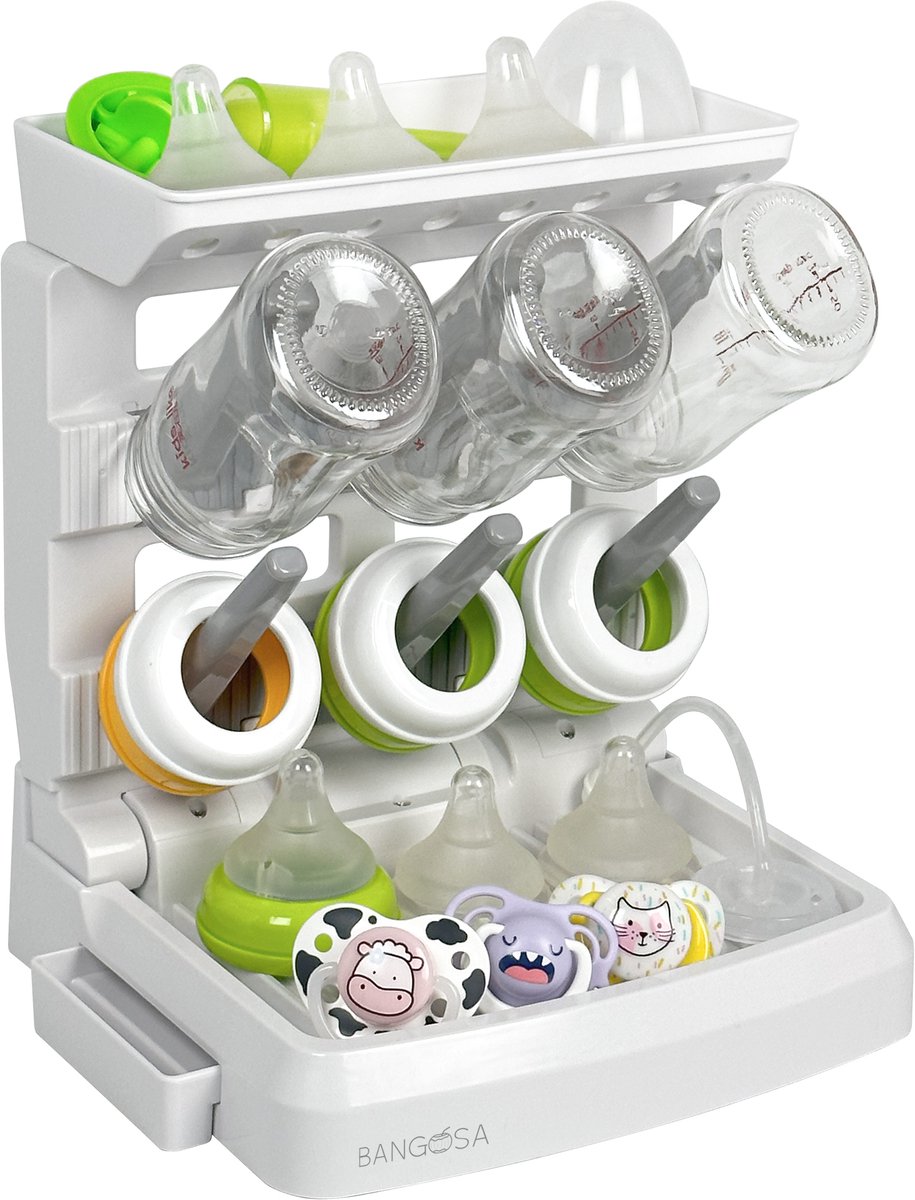 Bangosa Baby Flessen Droogrek – Droogrek Flessen Baby met Opvangbak – Ruimte voor 6 Babyflessen, Spenen en Accessoires – BPA-vrij – Small