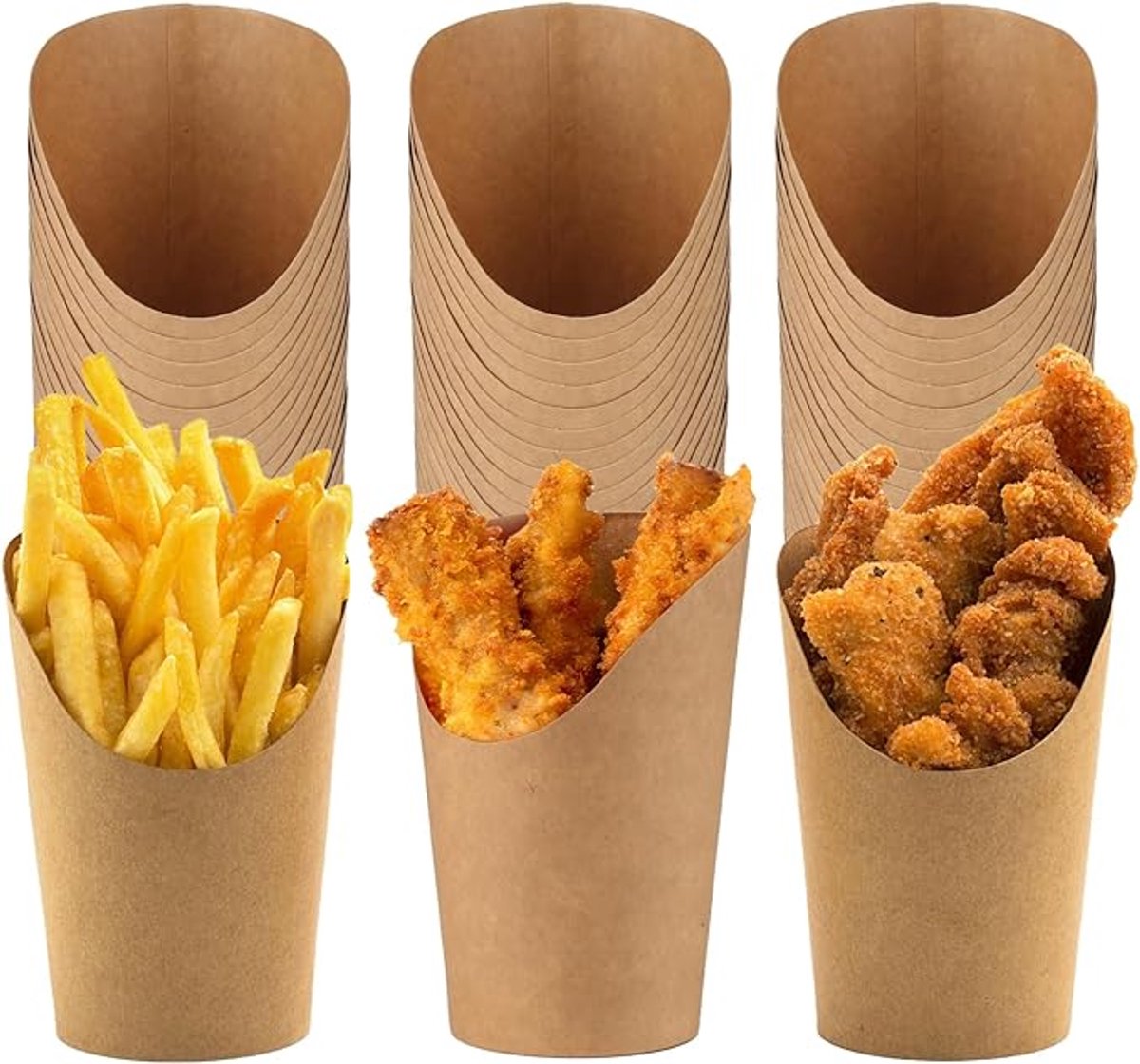 Pack of 60 Kraftpapier frietbakje - snackbakjes - fruitbakje - IJs Cup Karton voor Wafels - 300ml - Bubble Waffle Bags - wrap bakjes -van Imperatoris