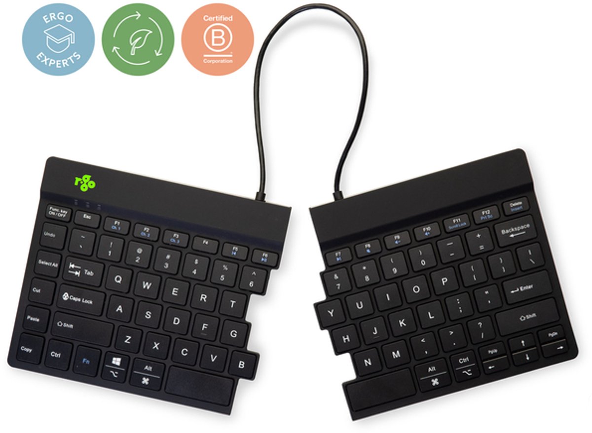 R-Go Split Break V2 - Ergonomisch Gesplitst Toetsenbord - QWERTY US - Draadloos - Zwart
