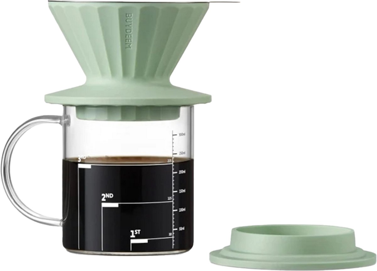 BUYDEEM CD1024 - Filterset voor Koffie - Cozy Greenish - Roestvrijstalen Filter - Siliconen Bescherming