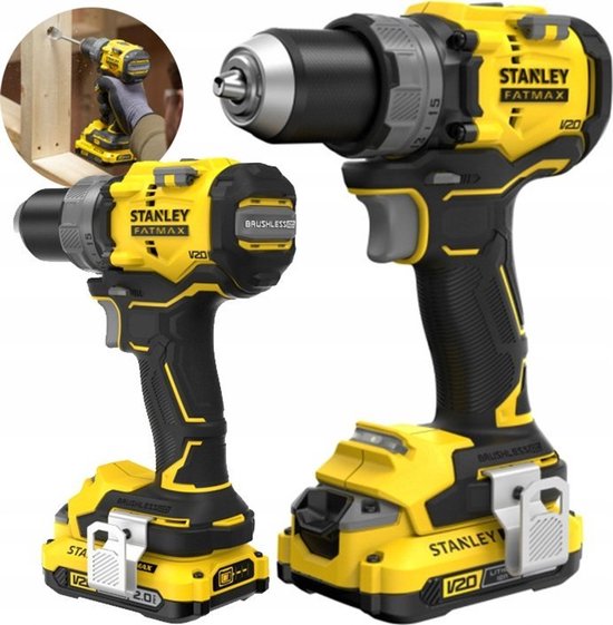 STANLEY FATMAX V20 18V Brushless Schroefboormachine 80Nm 15 Koppelinstellingen 2x 2.0Ah accu’s met lader en koffer