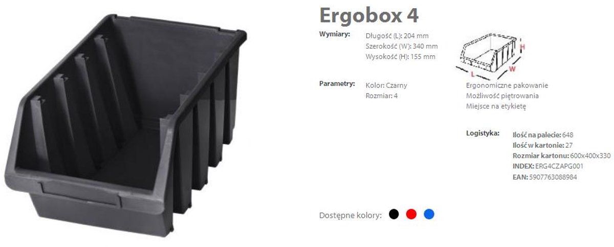 Patrol Ergobox 4 - Opslagbak - Rood - Kunststof - 340x204x155 mm