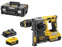 Gele en zwarte DeWalt SDS-plus combihamer met 2 accu's en een zwarte TSTAK koffer.