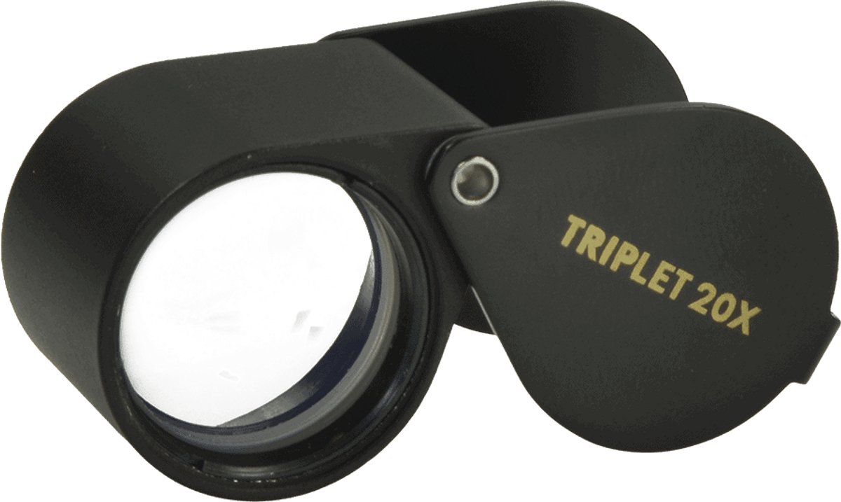 Kite Optics Triplet Loep 20x – Achromatische & Aplanatische 3-lens Inslagloep – voor Botanie, Sieraden, Munten & Insectenstudie – 21mm Lens – Inclusief Leren Etui