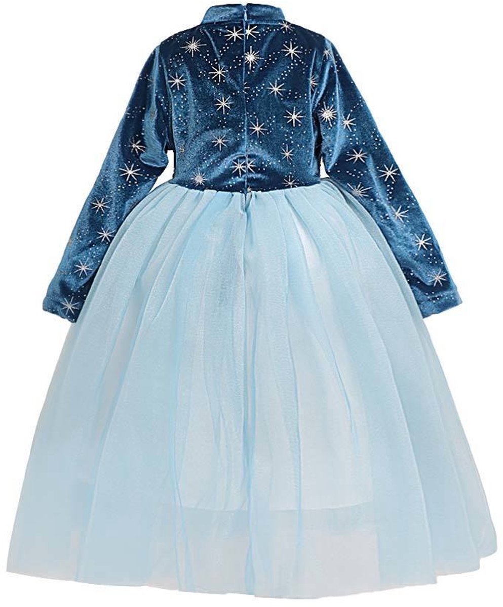 Frozen Elsa Prinsessenjurk – Inclusief Kroon, Toverstaf, Handschoenen en Juwelen – Maat 92/98 — afbeelding 2