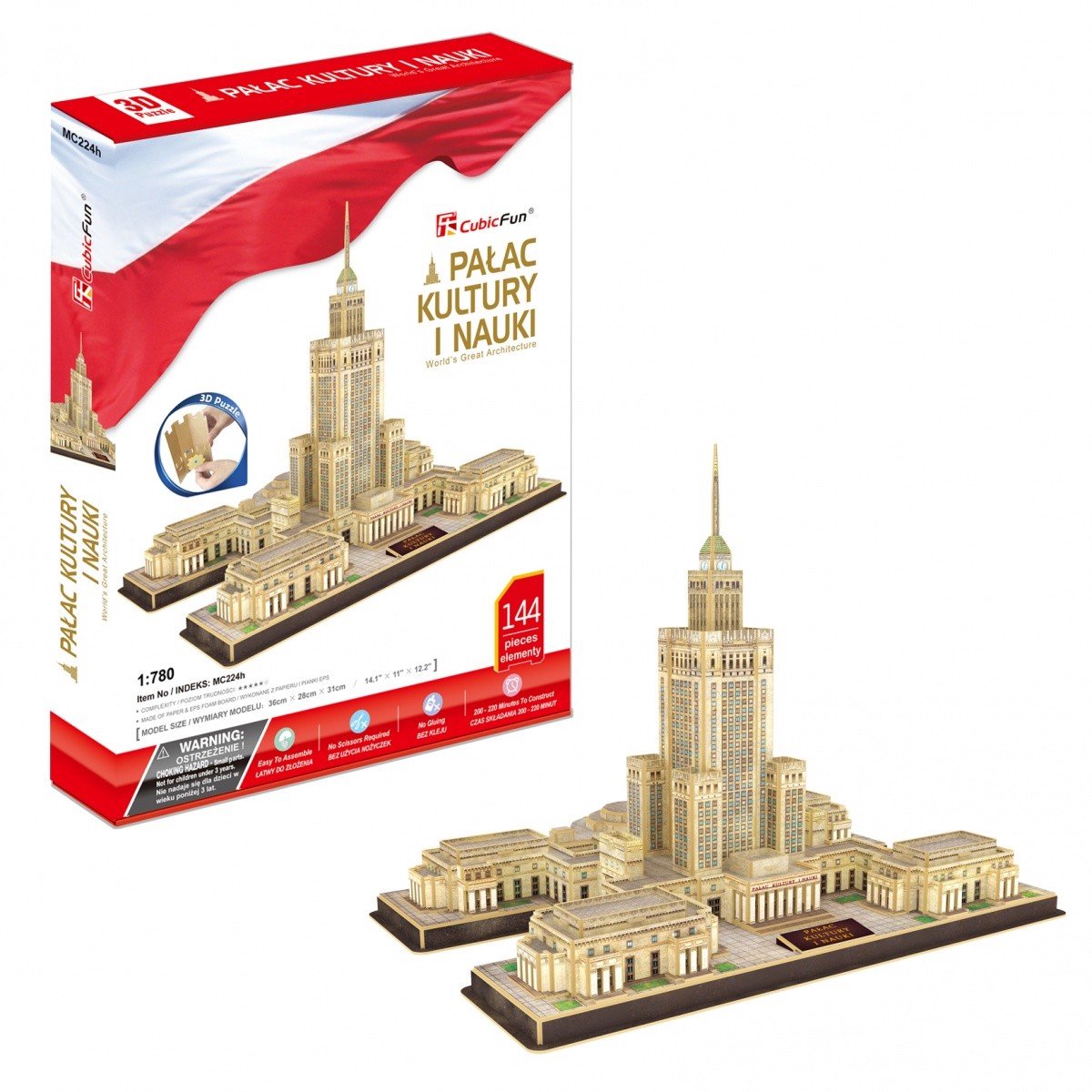 Cubic Fun 3D puzzel Paleis van Cultuur en Wetenschap - 144 stukjes.