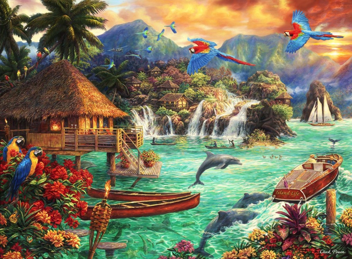 Grafika puzzel Island Life - 2000 stukjes - Chuck Pinson kunst puzzel.