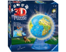 Ravensburger XXL Kinder globe Night Edition Engelstalig - 3D Puzzel - 180 stukjes