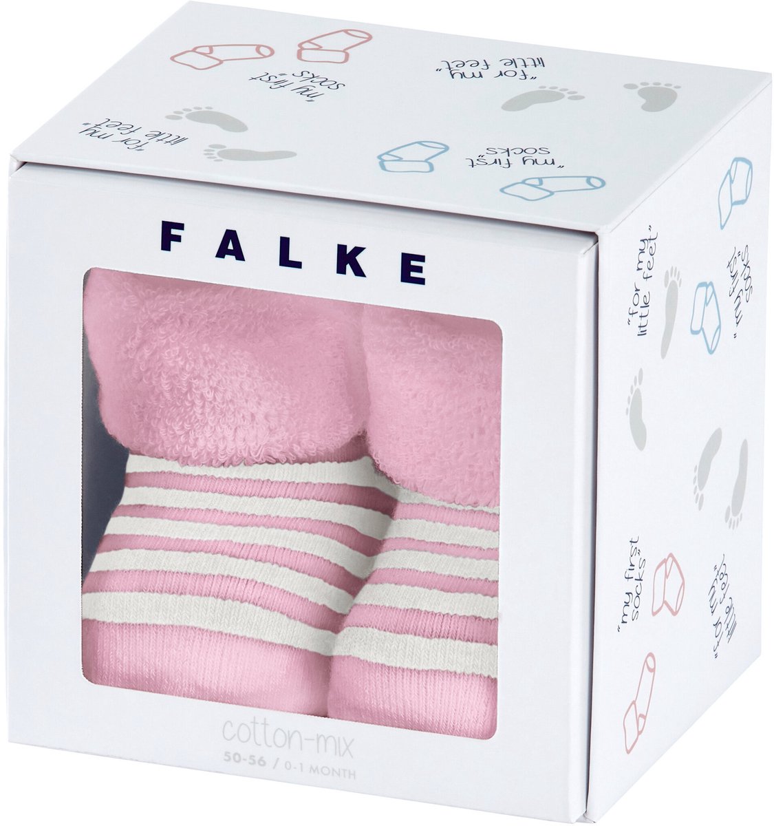 FALKE Erstlingsringel knuffelzacht pluche duurzaam katoen babysokjes meisjes jongens roze - Maat 62-68