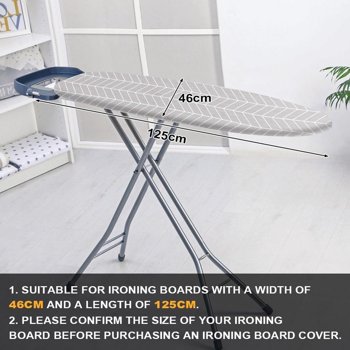 Strijkplankovertrek Vervangend met Schuim- en Viltvulling Antislip 125x46 cm