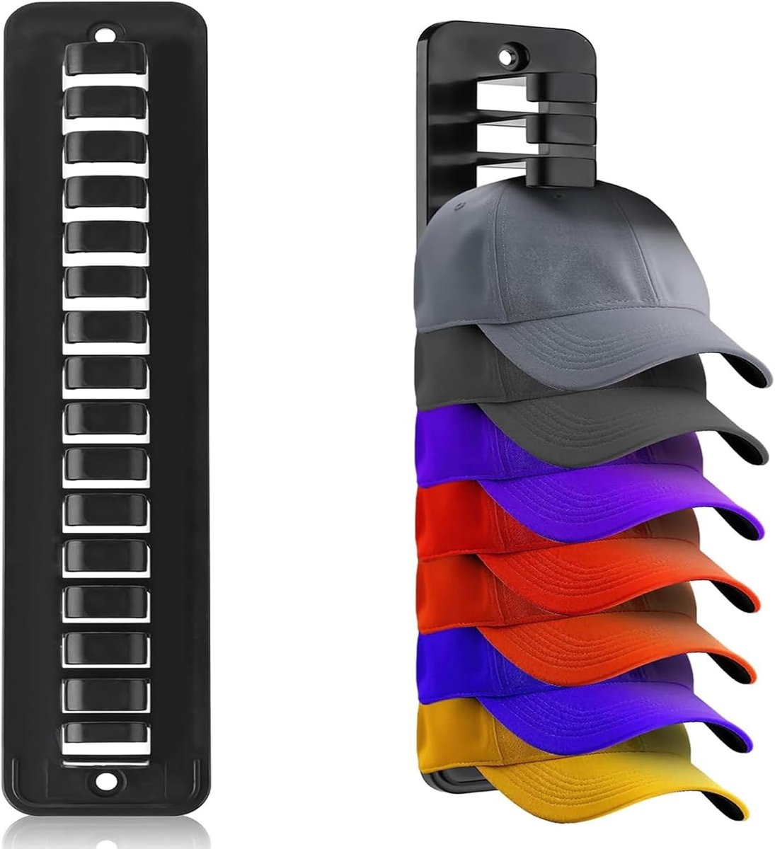 Hoeden Organizer - Petten Houder - Ruimte Besparen - Sterk Klevend - 15x7x7 cm - Zwart