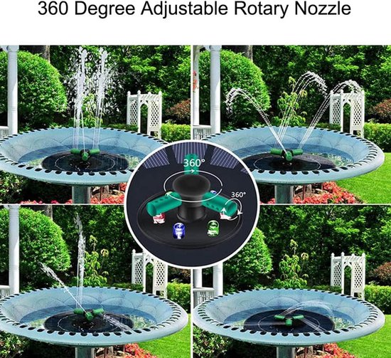 Zonne Fontein Pomp - Waterpomp Tuin - Vogelbad Verrijking - Met Ingebouwde Batterij - 4W 6W — afbeelding 5