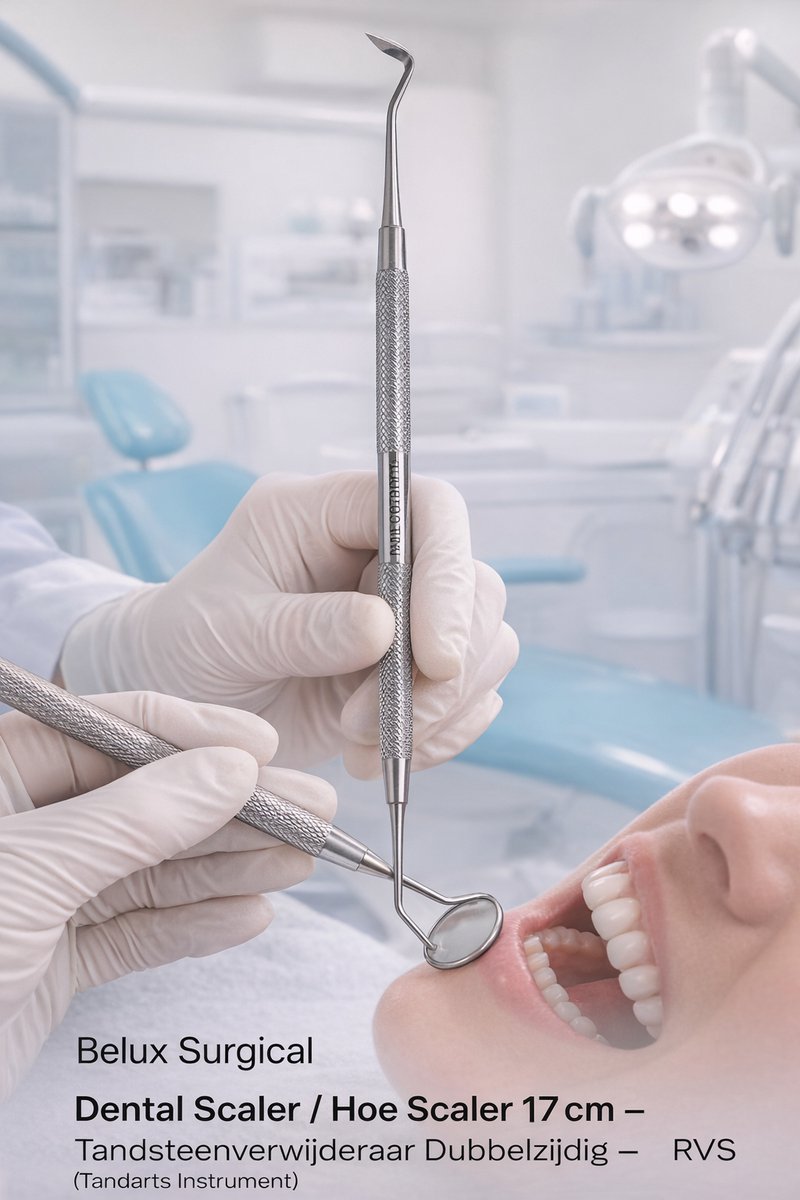 Belux Surgical Dental Scaler / Hoe Scaler 17 cm – Tandsteenverwijderaar Dubbelzijdig – RVS (Tandarts Instrument)