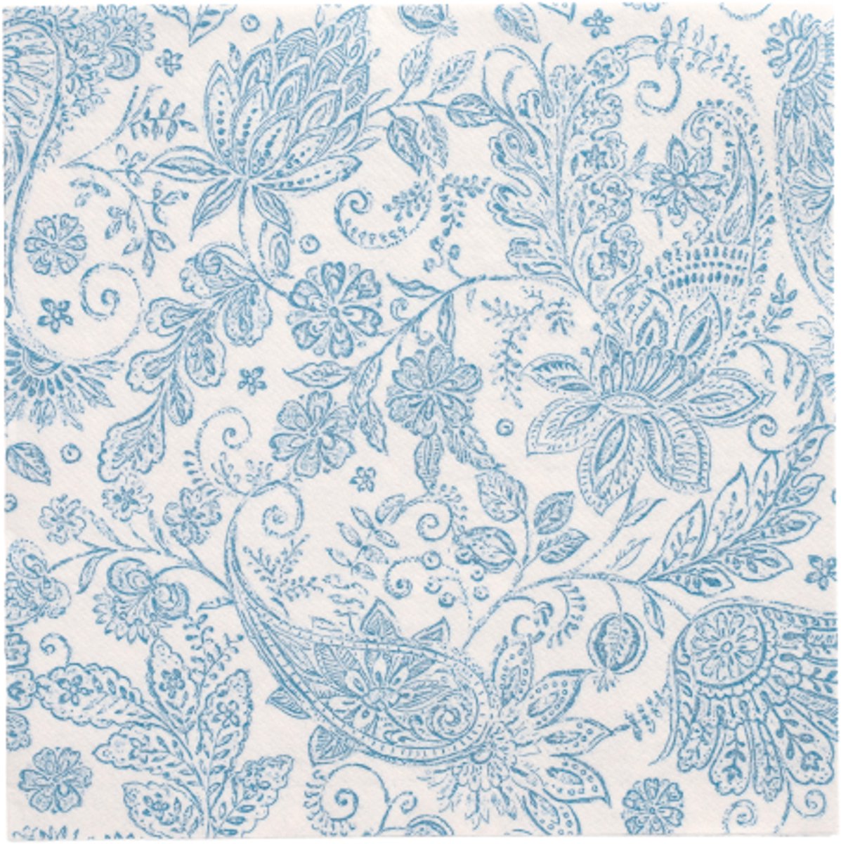 5x 50 Servetten ROYAL Collection 1/4 vouw 40 cm x 40 cm blauw Paisley