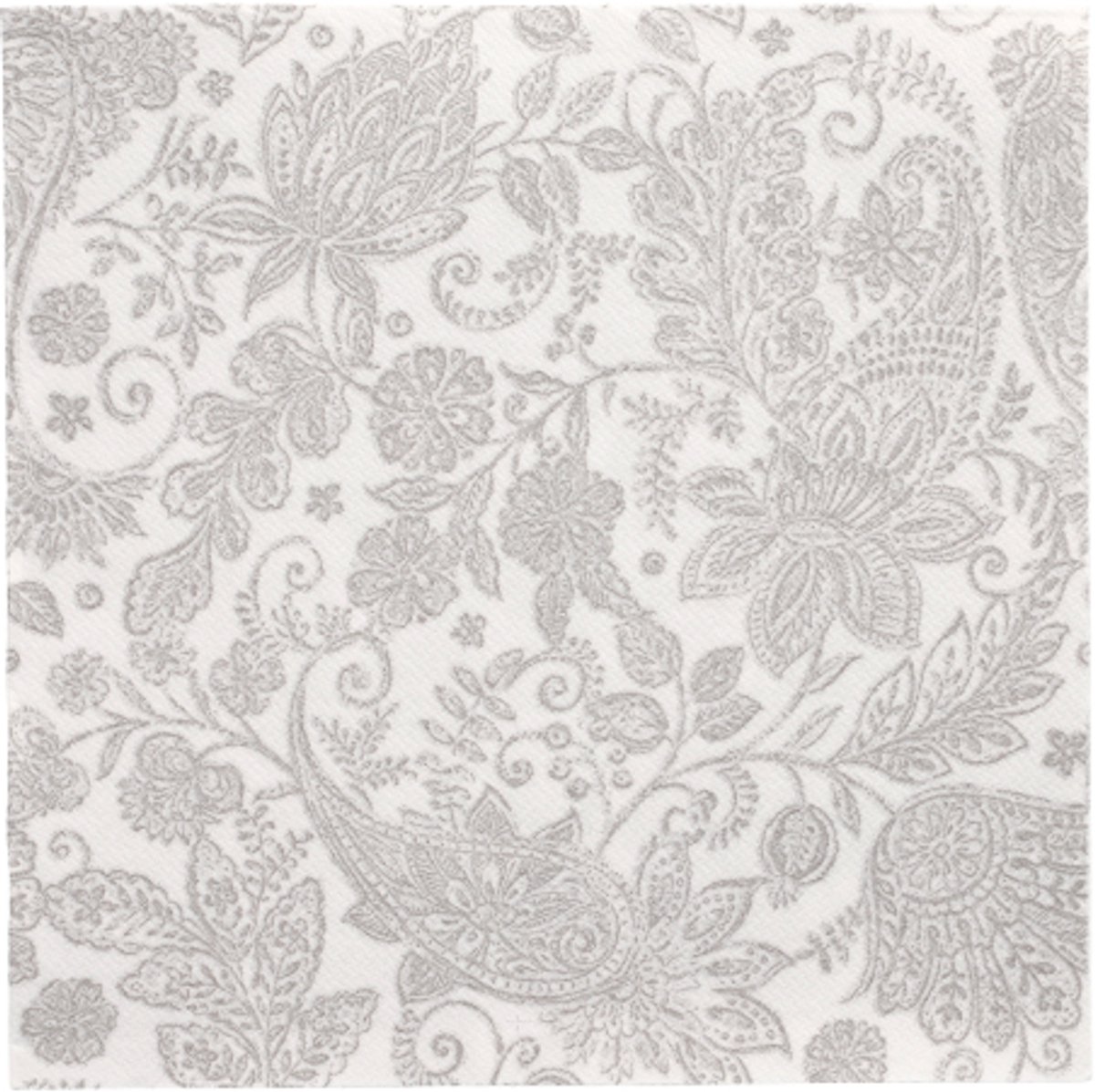 5x 50 Servetten ROYAL Collection 1/4 vouw 40 cm x 40 cm grijs Paisley